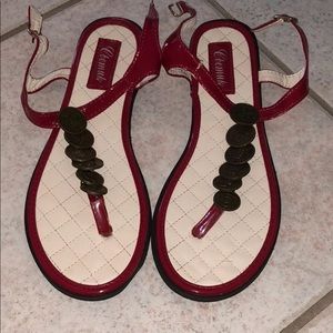 Red coin sandals